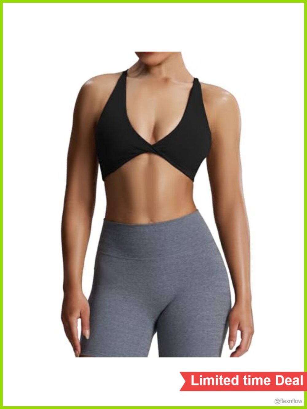 Nylon Spandex Twist Sports Bra Padded Low Support Workout